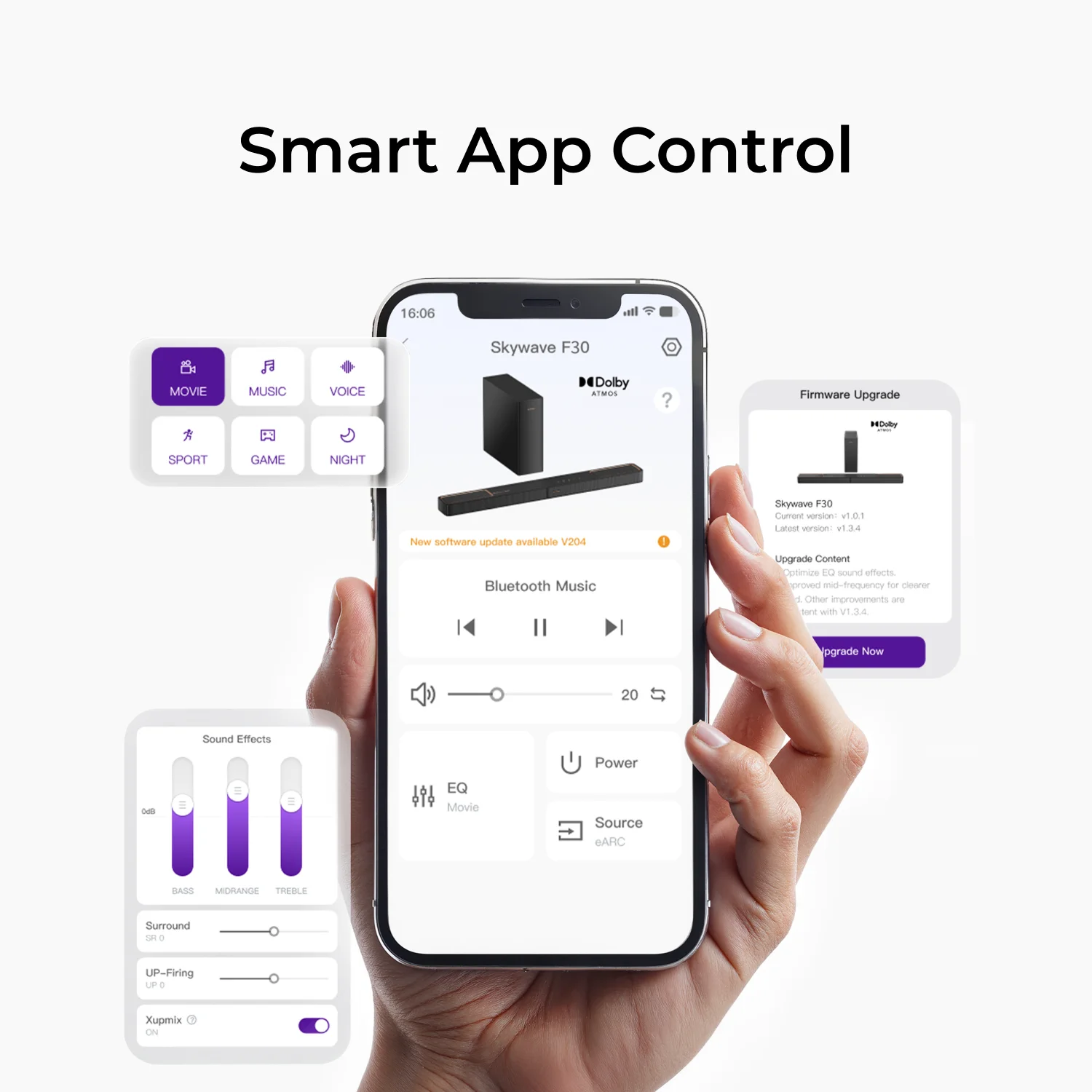 ULTIMEA Skywave F30 Soundbar 3.1.2ch 300W Dolby Atmos Soundbar met 5,25'' bedrade subwoofer, thuisbioscoop voor tv, APP-bediening