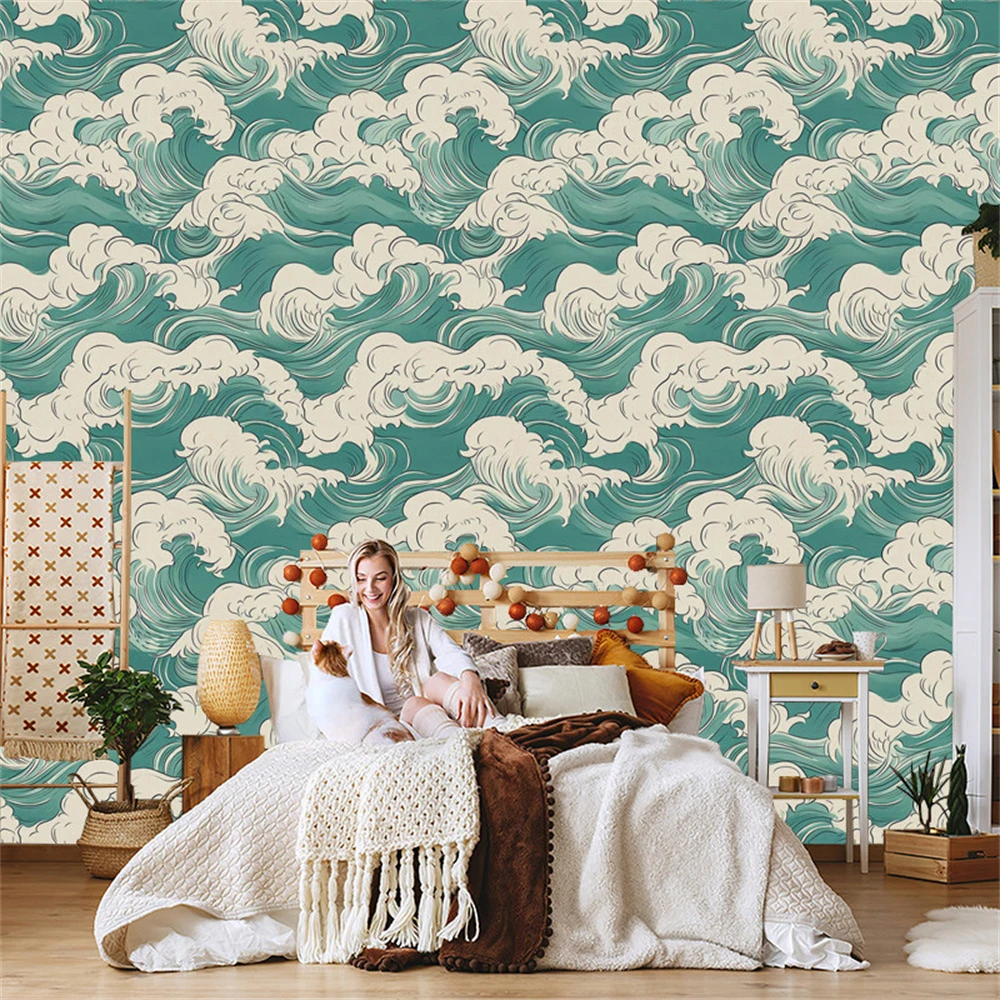 Custom Modern minimalist blue sky white clouds mural wallpaper children's room background photo wall paper home decor stickers