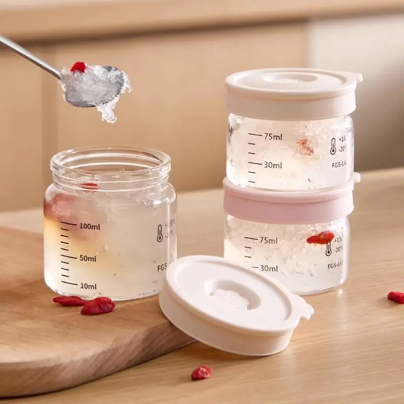 [S]Pudding Glass Cups Mini Glass Dessert Cups With Lid Leak-Proof Glass Food Containers With Volume Markings