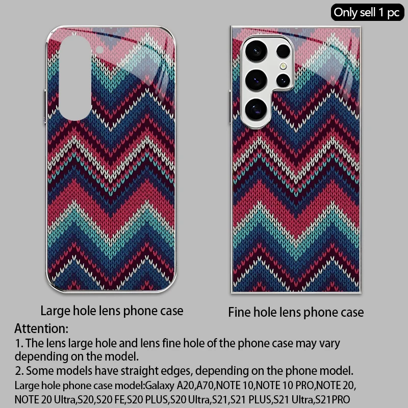 2D Knitted Texture Pattern Mobile Phone Case for Samsung S26 S25 S24 S23 S22 S21 S20 A56 A55Electroplated Glass Protective Cover view 6
