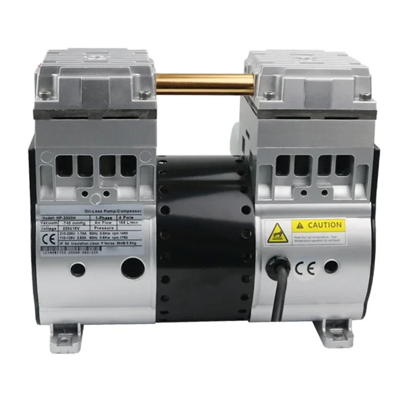 Factory brushless high precision low noise AC 750W 200L/min oil-free mini small piston air compressor for de-tal use