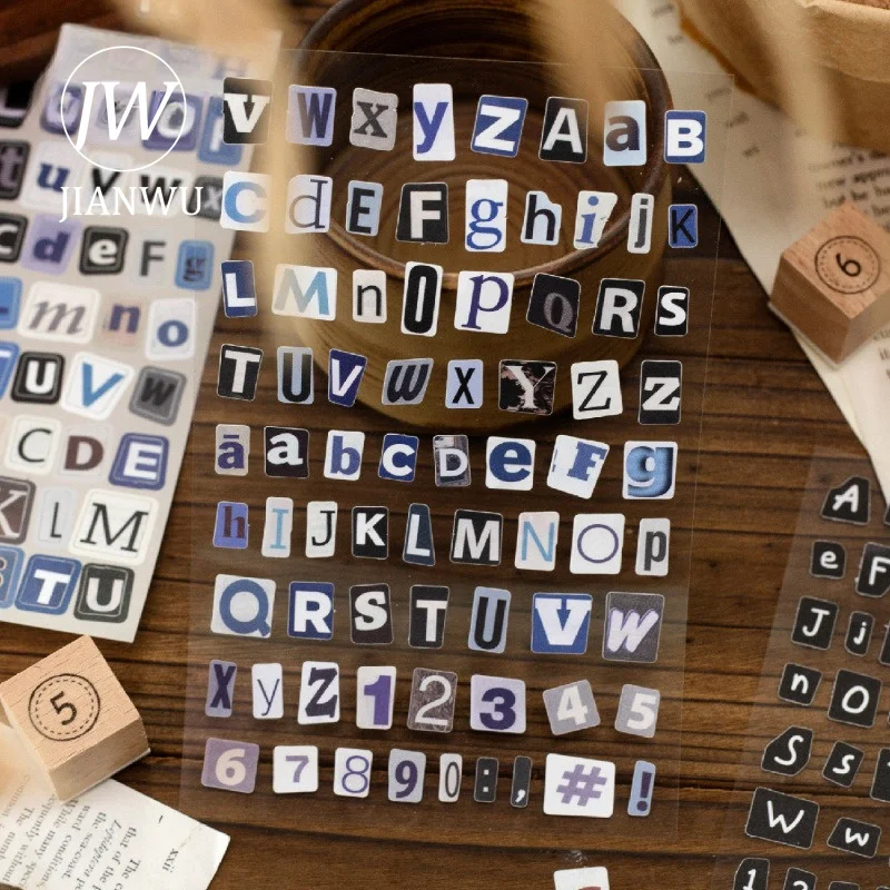 JIANWU Vintage Number Letter Label Landscape Material Collage Scrapbooking Sticker Creative DIY Journal Stationery - view 3
