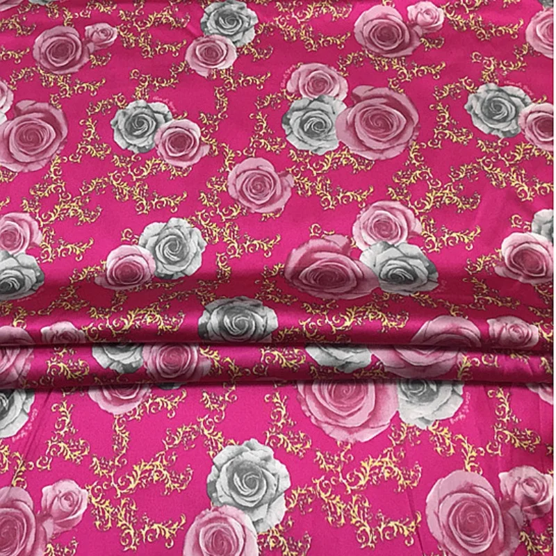 1 meter 95% Mulberry Silk 5% Spandex 16 momme Charmeuse Silk Fabric White Black White Printed 100cm 39.3