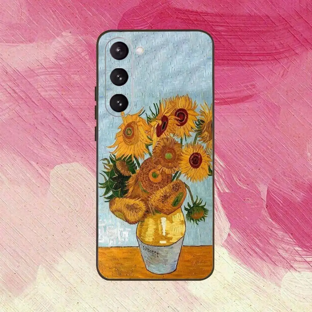 حافظة هاتف فان جوخ مطلية بزيت لهاتف سامسونج جالاكسي A73، A72، A71، A70، A53، A52، A51، غطاء أسود ناعم آخر #3