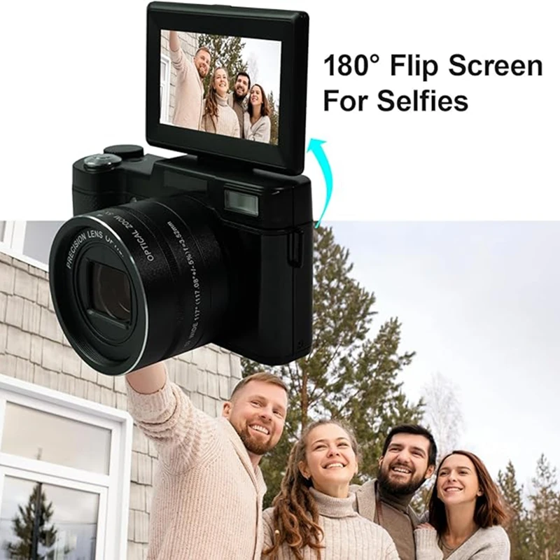 Câmera digital 5K, adequada para câmera YouTube 4K Vlogging, zoom 64MP 40X com tela flip de 3 polegadas e autofoco, zoom óptico anti-vibração