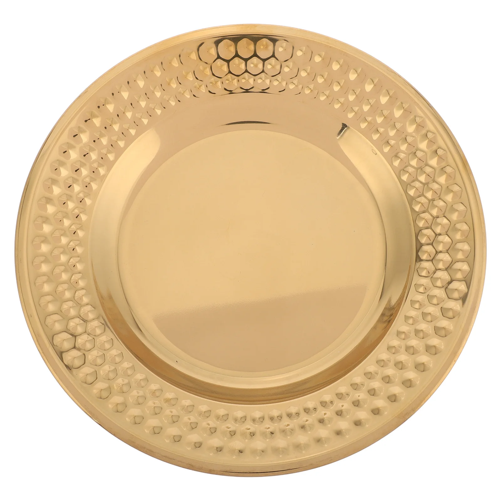 

Creative Hammered Stainless Steel Round Tray for Serving Appetizers Desserts Cake Party Wedding Table Decor