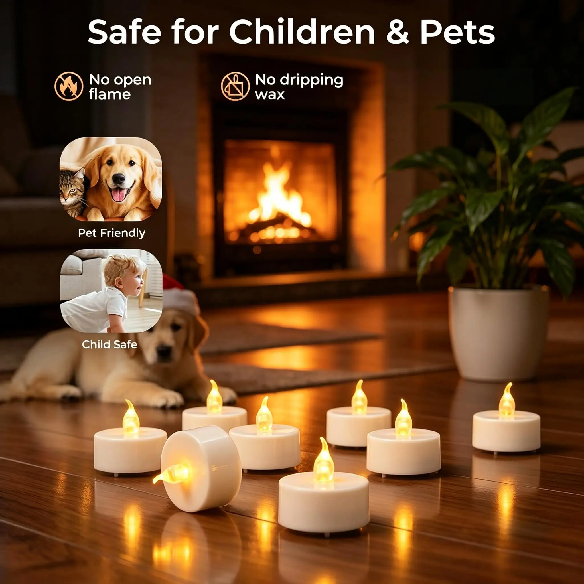 12Pcs/24Pcs Flickering Flameless LED Tea Lights Candles Battery Operated Fake Electric Warmer Lamp for Home Party Holiday Decor