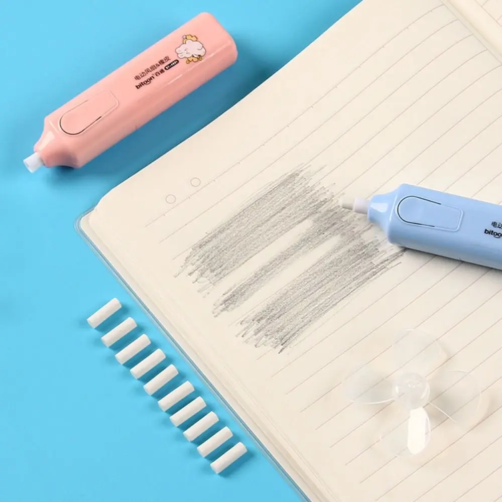 With Fan Blades Electric Eraser with Refills Traceless Less Rubber Debris Automatic Eraser Set Labor-saving Core Replacement