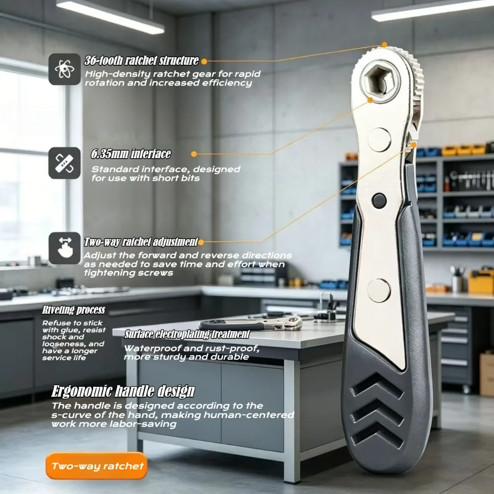 Multifunctional Two-way Multi-function Ratchet Screwdriver Forward and Reverse Working Screwdriver for Tight Spaces Tool