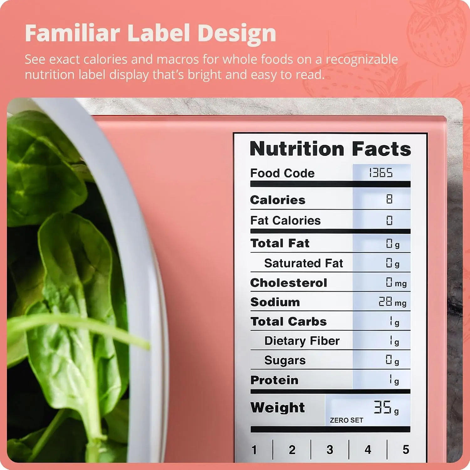 Kitchen Scale Stainless Steel with Accurate Macro Calorie Tracking Nutrition Analysis for Meal Prep Weight Loss