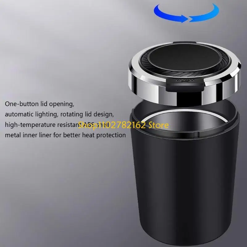 547B Automotive LED Lighted Ashtray Prevents Flying Ashes Automatically Lights Up Smell Proof Car Cigarettes Ashtray