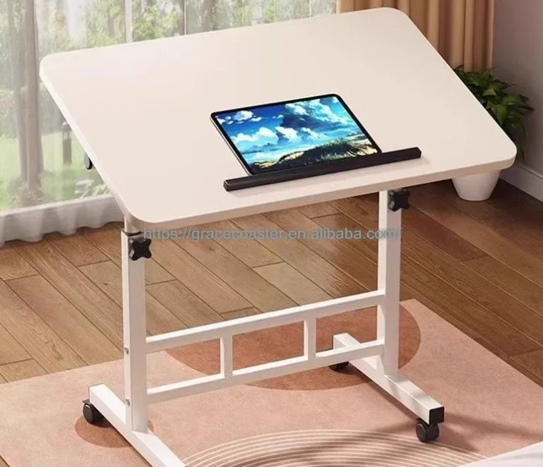Gracecoaster Lift Sofa Side Table Movable Adjustable Bedside Folding Desk Computer Study Table OVERBED HOME LIVING ROOM WHEELS