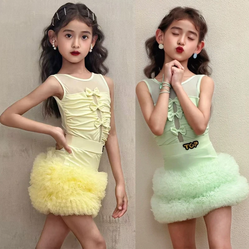 

Yellow Green Latin Dance Performance Dresses Children'S Chacha Latin Dance Clothes Girls Samba Ballroom Dance Clothing SL12891