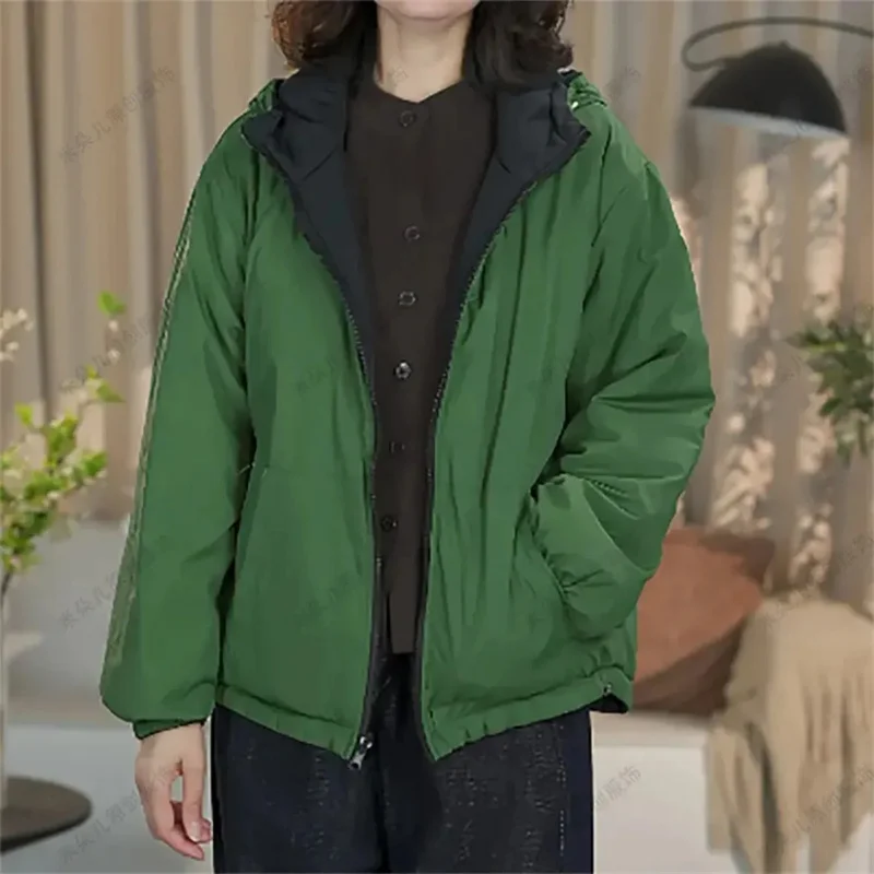 سيدة عادية المرقعة سترات معطف المرأة الكورية ارتداء على كلا الجانبين قطنية عالية الجودة الشتاء فام موضة الرباط أسفل سترة قطن #5