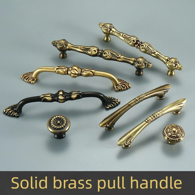 Vintage Furniture Handles Pure Copper Knobs and Handles for Drawers Dresser Bookcase Shoe Cabinet Kitchen Useful Accessories