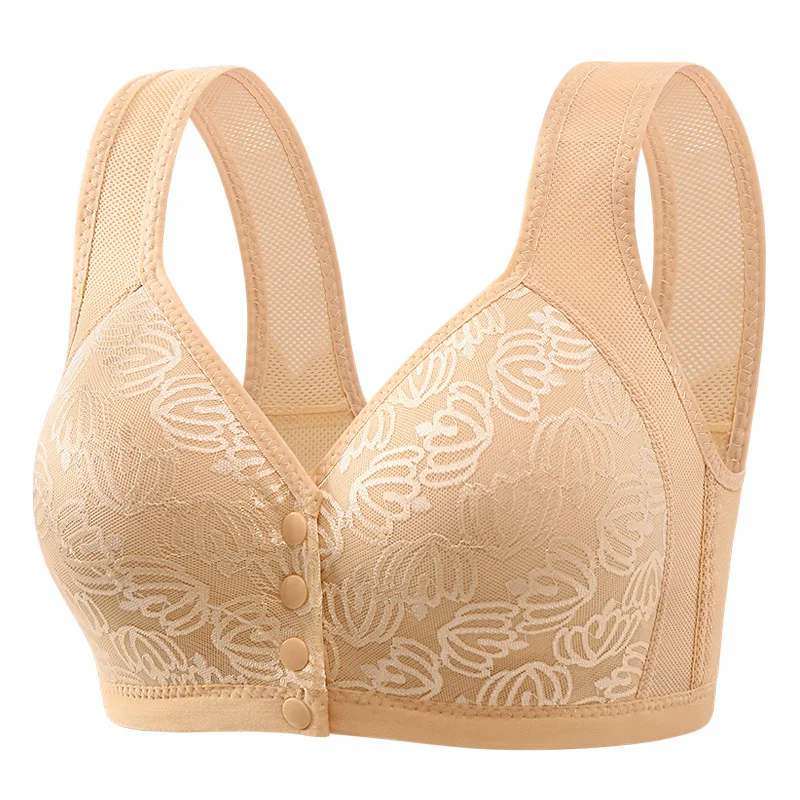 Intimo donna di grandi dimensioni 36-46 B/C reggiseni di mezza età per le donne fibbia anteriore senza fili Bralette top reggiseno senza fili floreale