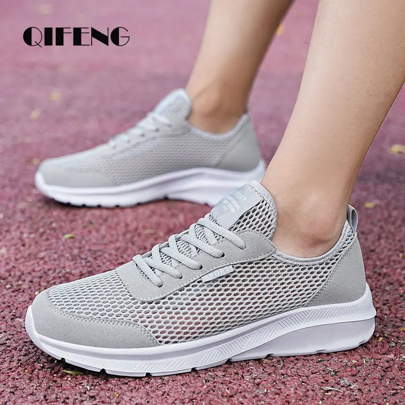 Men Casual Sneakers Flat Light Summer Breathable Mesh Shoes Male All Black Mesh Footwear Fashion Autumn Tenis Shoes Large Size