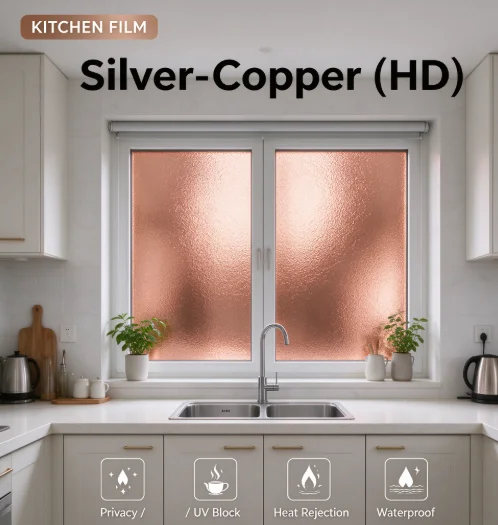 Silver Copper PET One Way Vision Glass Tint Roll Heat Insulation Anti UV Solar Control Privacy Film DIY Install For Balcony Home