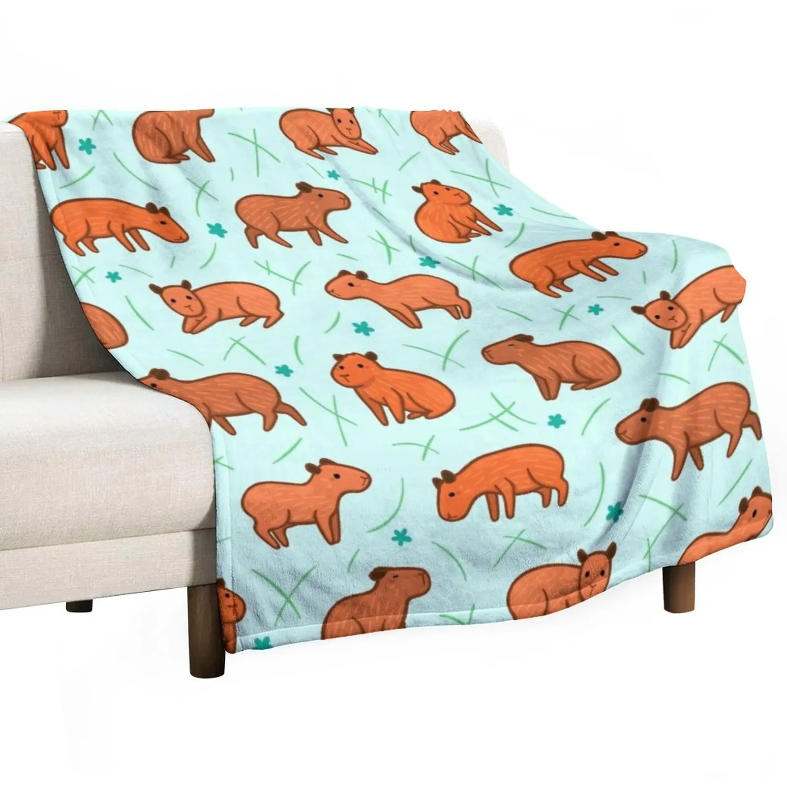 

Capybara Pattern Throw Blanket Cute Plaid Baby Blankets