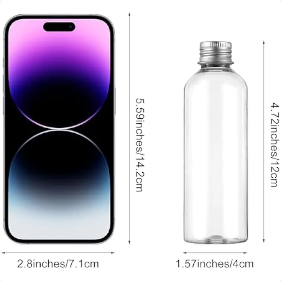 5 팩 3.4 Oz 100ml 세면 용품 용 여행용 병 누출 방지 플라스틱 빈 여행용 크기 병 은빛 스크류 캡이있는 용기