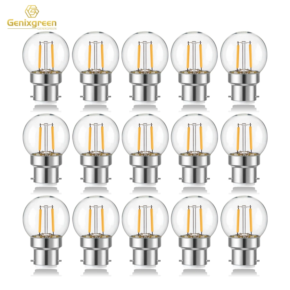 G40 Bayonet Cap Base LED Filament Light Bulb 1W 220V 10W Equivalent Warm White 2700K Dimmable Globe Golf Bedside Decor Lamp Bulb