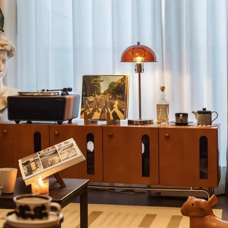 Solid wood TV cabinet Side cabinet Living room Long  Storage Multifunctional retro light luxury home floor