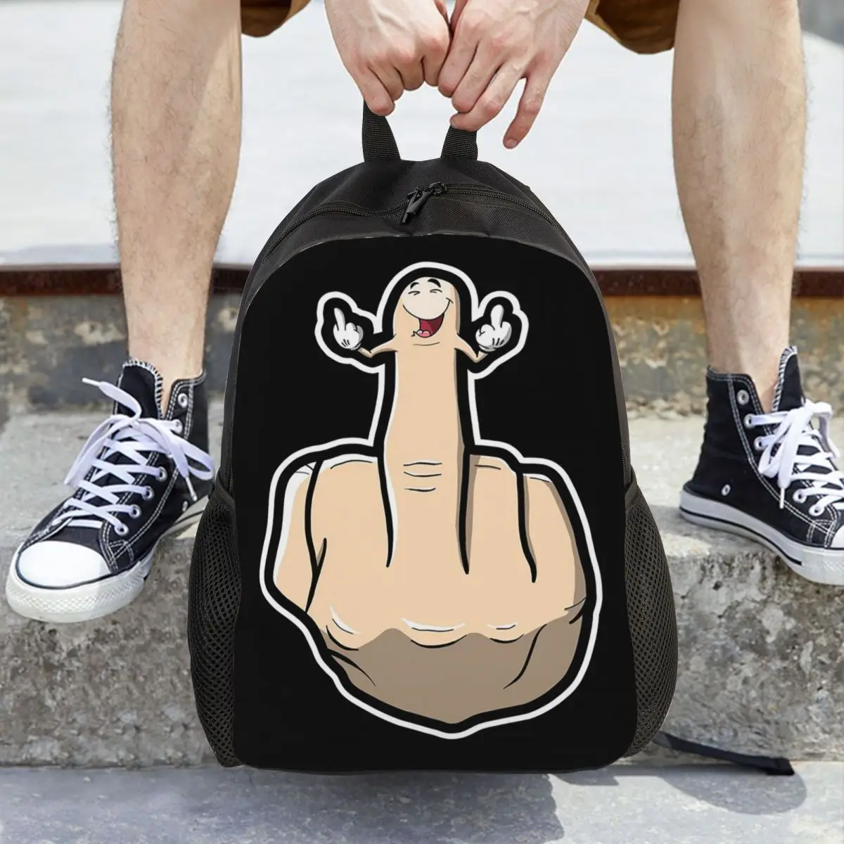 Diseño de gestos de mano, dedo medio, muestra los dedos medios, mochila para estudiantes, mochila escolar, mochila de viaje para senderismo, mochila para niños y niñas