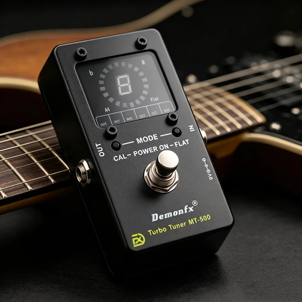 Demonfx Guitar Bass Turbo Tuner MT-500 with Chromatic and Guitar/Bass Programmable Modes True Bypass, Muted Output