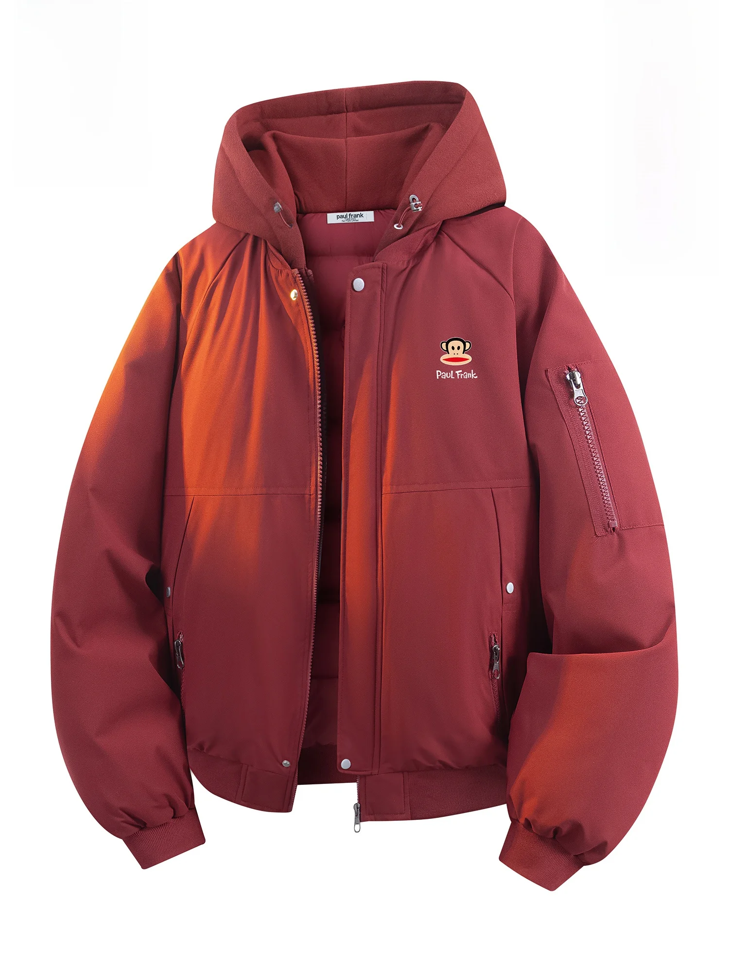 

PaulFrank Winter Thiened Hooded Cotton Jaet Men's Faion Anti-Cold Outerwear Large Mouth Monkey Design Zipper Closure