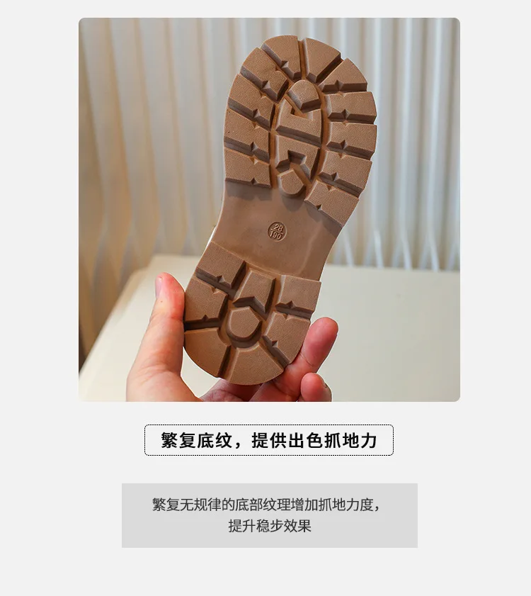 Weichsohlen-Stiefel aus besticktem PU-Leder für Mädchen, Frühling/Herbst, rutschfeste kurze Stiefel, leichte, bequeme Freizeitschuhe für Kinder. – Detail 6