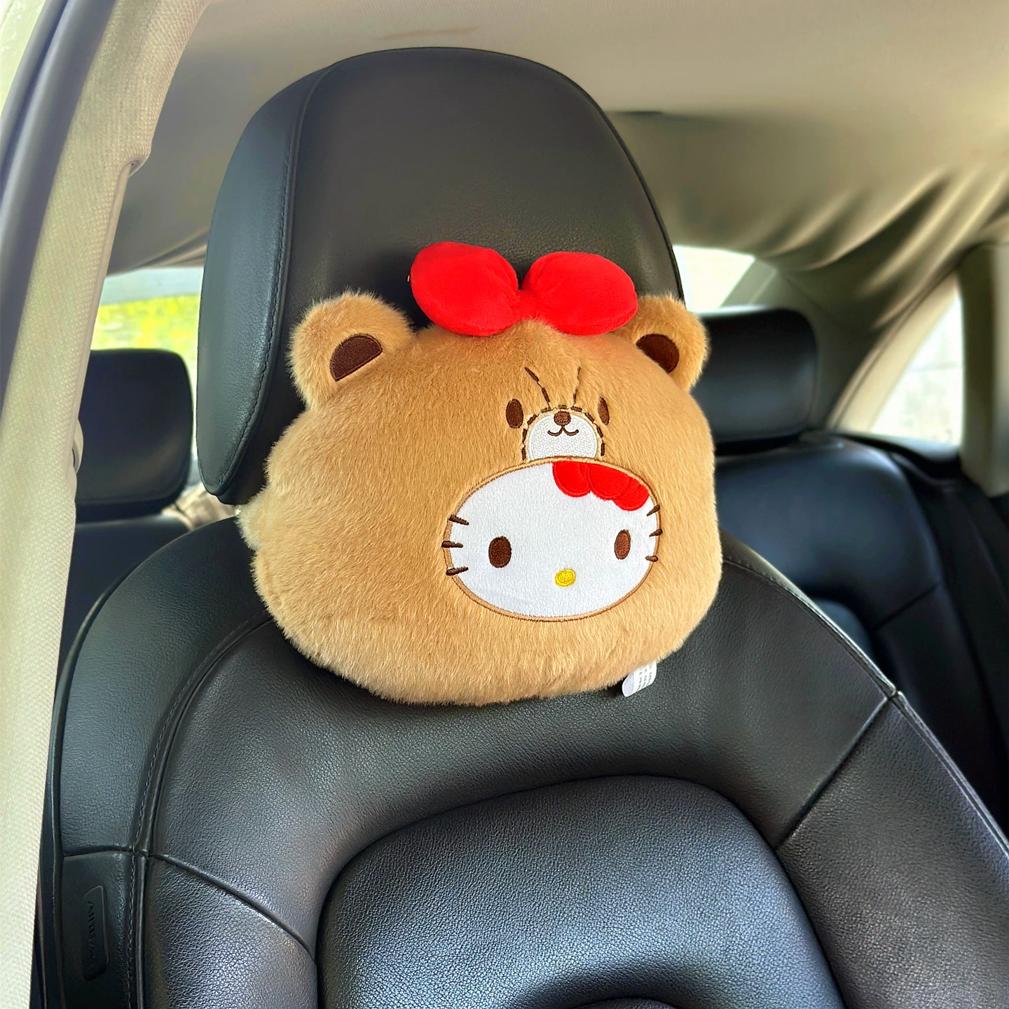 Sanrio hello kitty carro de pelúcia encosto de cabeça volta almofada para cinto de segurança do carro capa hello kitty recheado acessórios automóveis para decoração