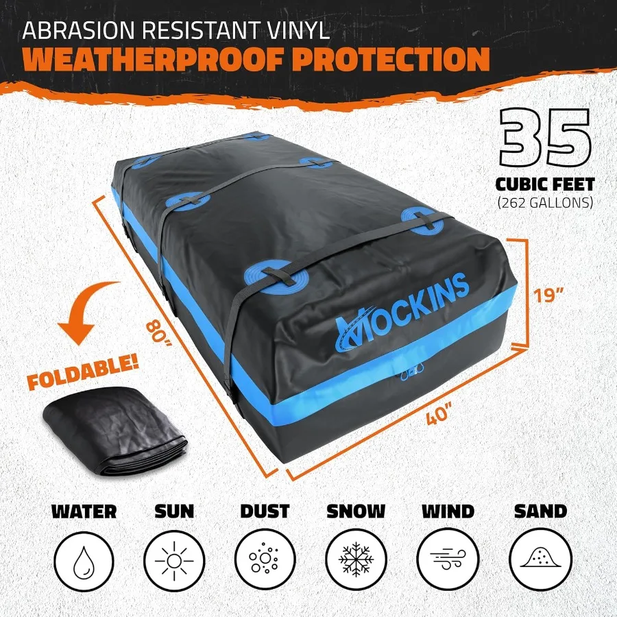 XL 84x39x6 확장형 루프랙 화물 캐리어 (35 CuFt 방수 화물 가방 포함, 차량 상단용, 3가지 길이: 40, 63, 84)