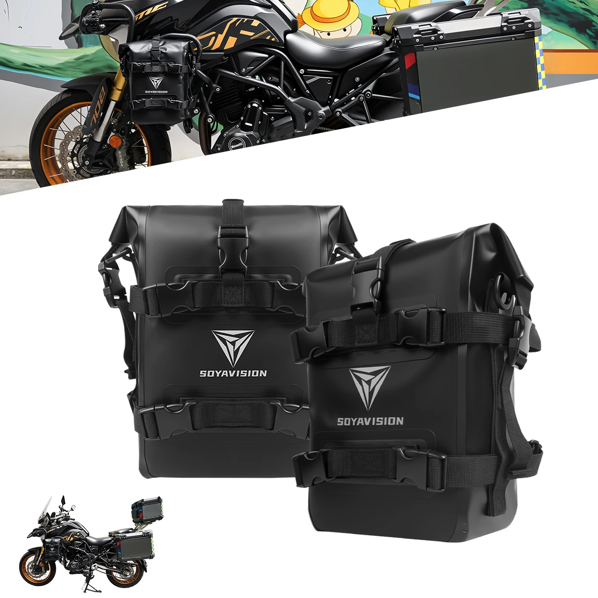1/2 Stück Motorrad-Seitenrahmen-Sturzbügeltasche, Reparaturwerkzeug-Aufbewahrungstasche, Multifunktionale Motorrad-Tanktasche 8L 10L 12L Wasserdichte Taschen