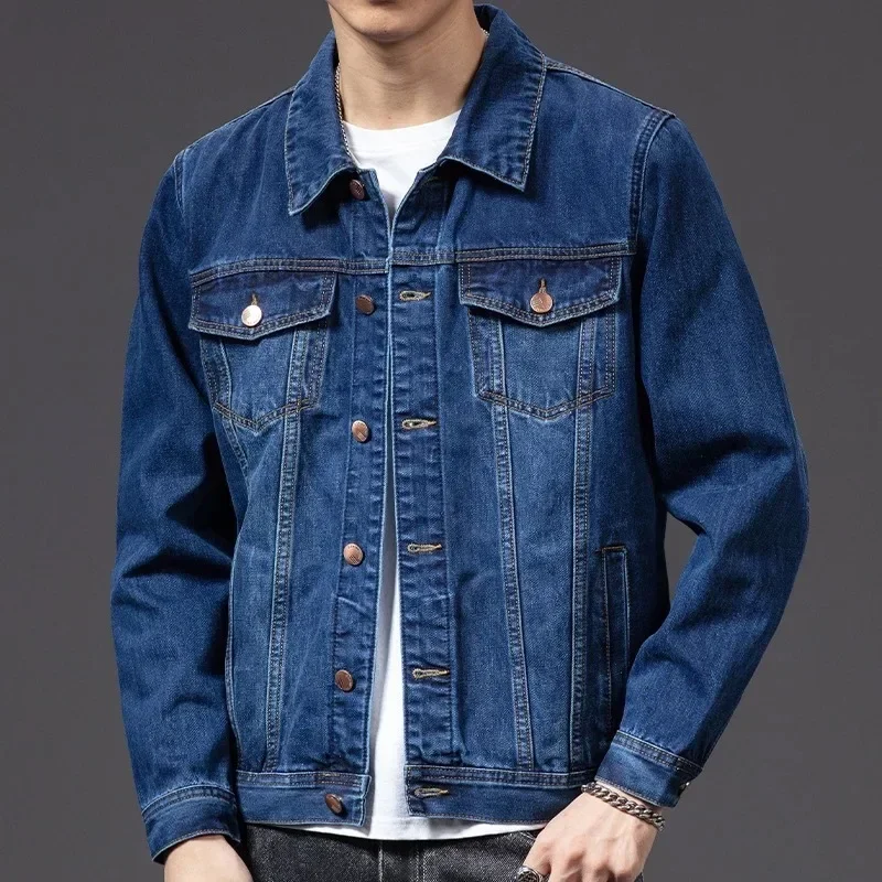Casual Men's Denim Jacket Spring Autumn Workwear Style Trendy Cotton Jacket Regular Length Casual Fashion Upperwear
