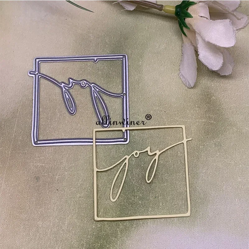 

Joy letter frame Metal Cutting Dies Stencils Die Cut for DIY Scrapbooking Album Paper Card Embossing