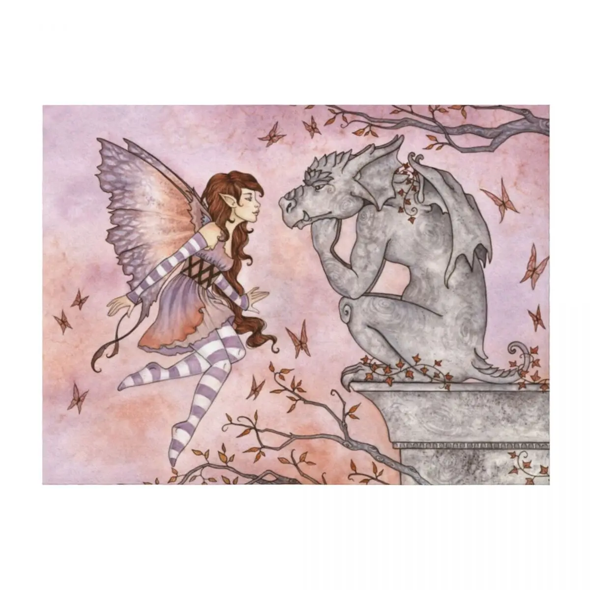 

Stone Guardian Throw Blanket Cute Plaid Luxury Designer Kid'S Bed covers Blankets