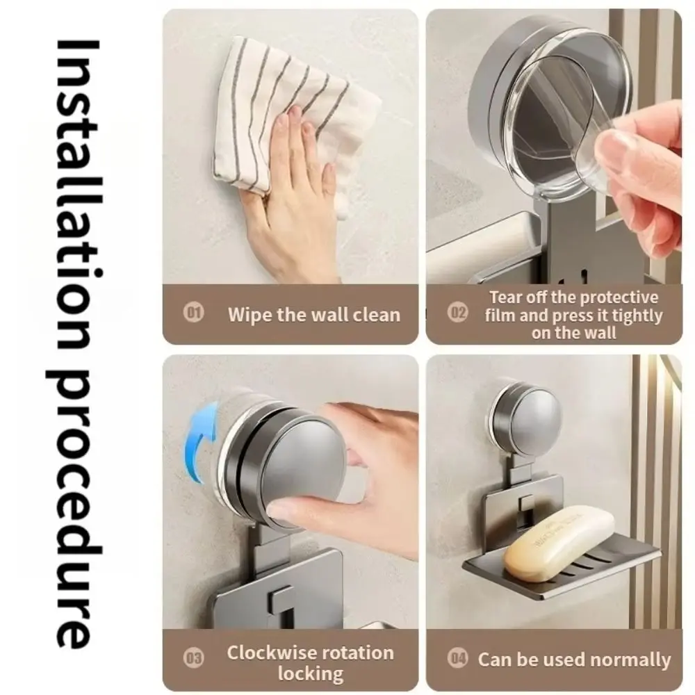 

Portable Suction Cup Soap Dish for Shower No Punch Wall Mounted Soap Sponge Holder Drain Box Gray Beige Soap Tray Toilet