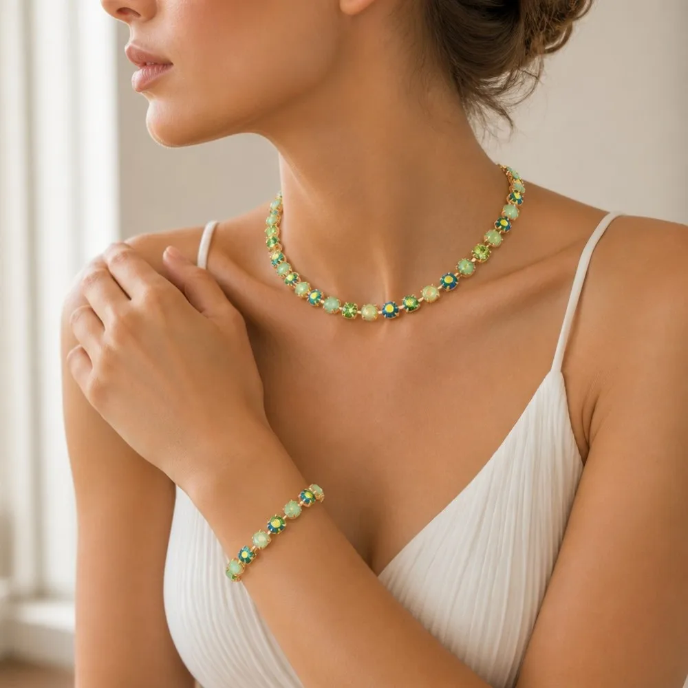 BEUTIFOR Buntes Krallenfassungs-Halsketten- und Armband-Set für Damen – Detail 2