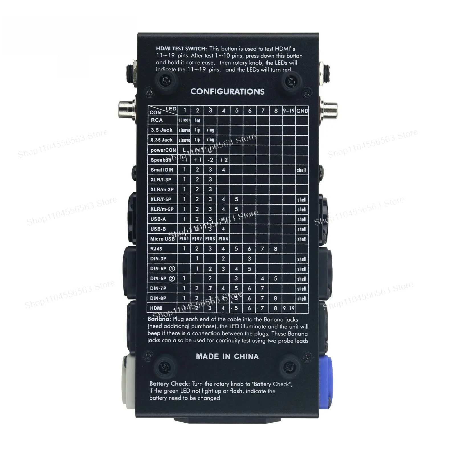 

CT-20 Тестер аудиокабеля RJ45 Инструмент для тестирования кабеля HDMI-совместимый PowerCON Speakon Многофункциональный 20-тип измерения