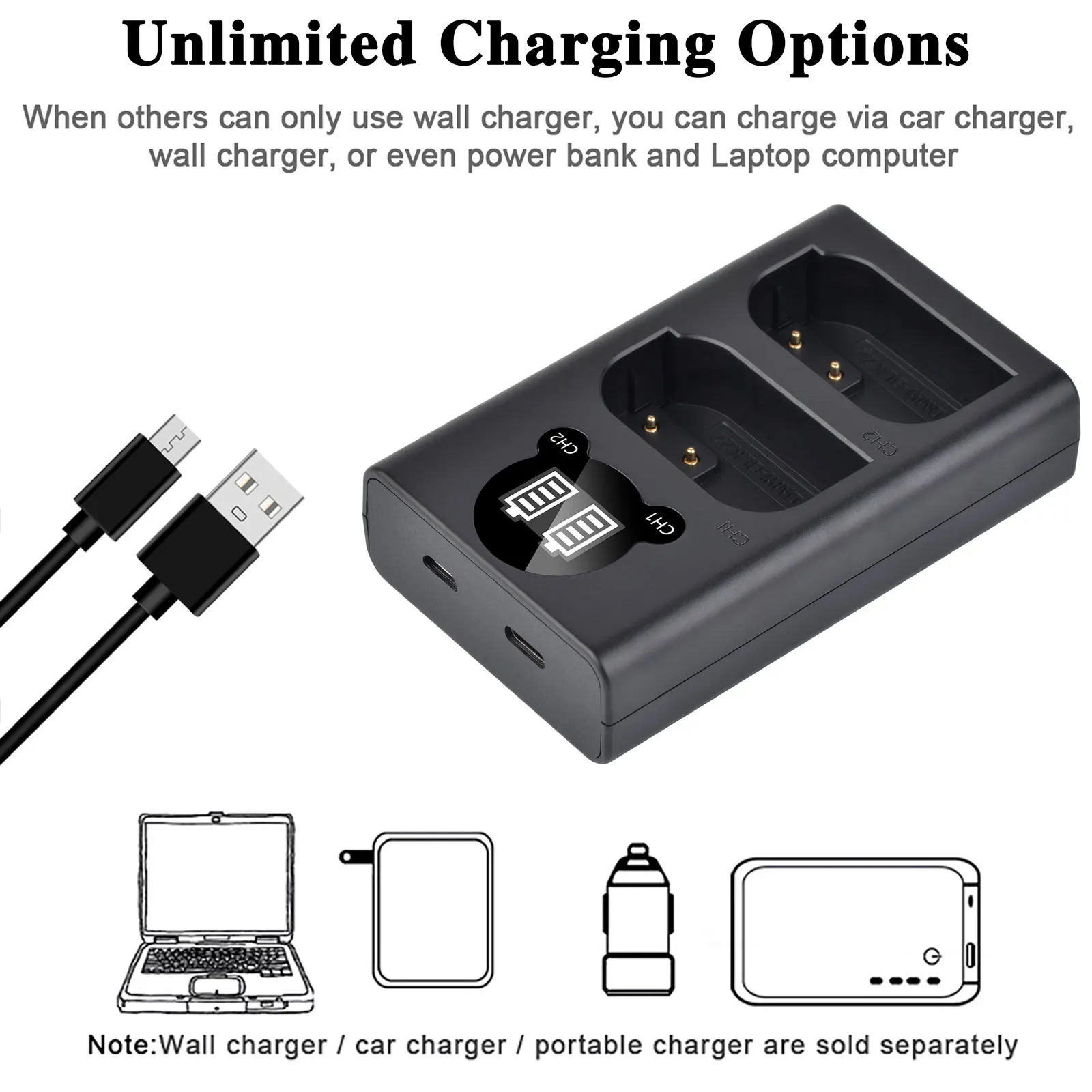 Batmax DMW-BLK22 BLK22  2280mAh Battery +LED USB Dual Charger For Panasonic LUMIX DC-S5,DC-S5K,GH5 II,GH6,S5M2, S5M2X, GH5M2