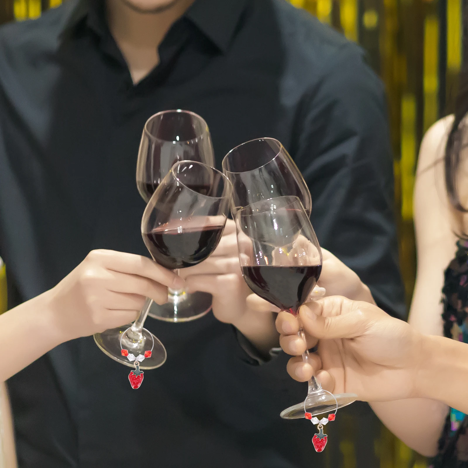 

6pcs Wine Glass Charms Fruit Design Party Decorations Cup Tags Portable Identifying Pendants Unique Decorative Accessories