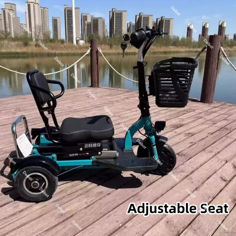 Picture 6: Small Folding Mobility Electric Tricycle Vehicle Removable Battery For Elderly Family 3 Wheel  Electric Scooter With Pull Rod