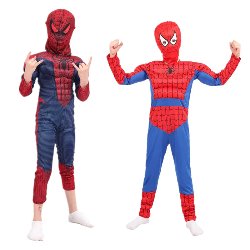 Movie Characters Peter Parker Cosplay Fantasy Jumpsuit Superhero Kids Muscle Costume Boys Girls Halloween Dress Up New Year Gift