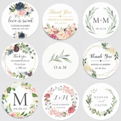 Personalized Round Circle Label Stickers,Waterproof, Custom Name, Date, Thank You Stickers for Bridal Shower Party Favors, 3-7cm