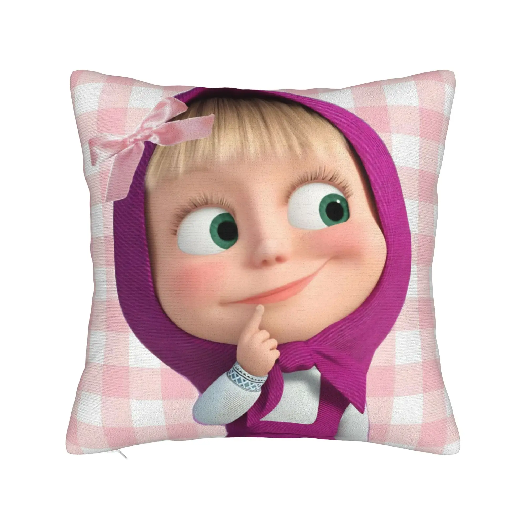 Cute Cartoon M-Masha and Bear Pillowcase Printed Polyester Cushion Cover Decor  Pillow Case Cover Home Zippered 45X45cm