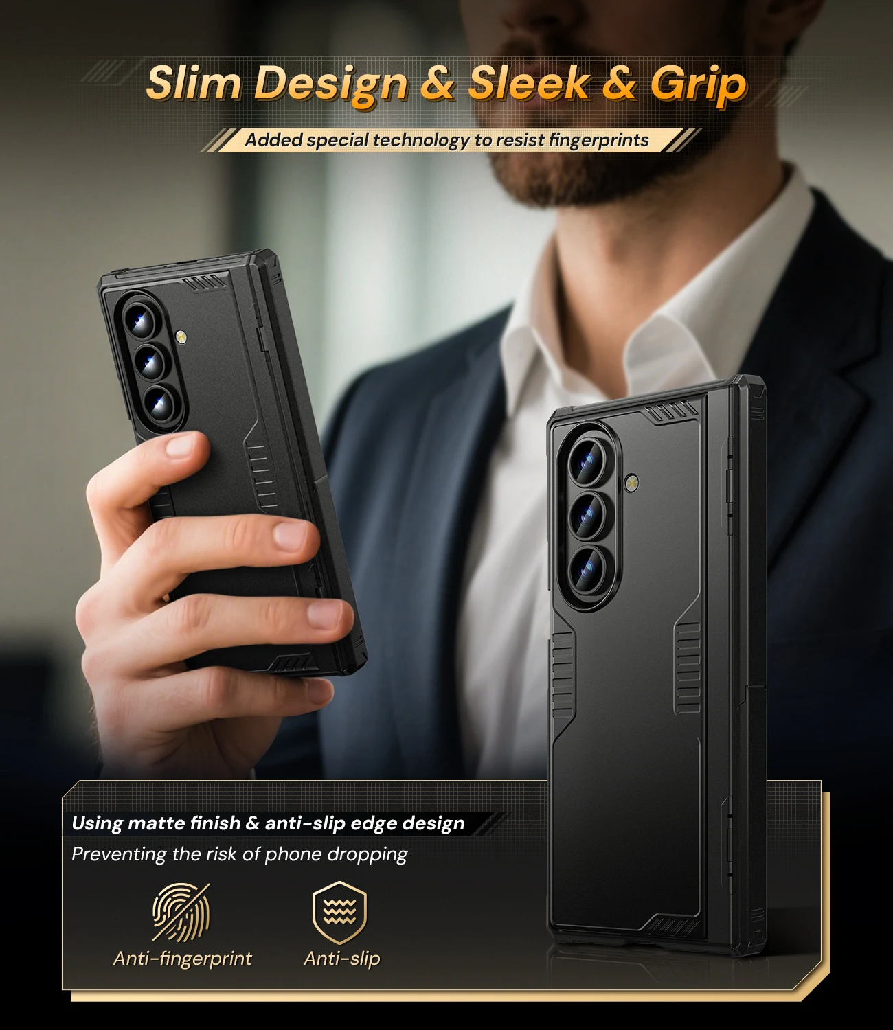 Stoßfeste, robuste Rüstungshülle für Samsung Galaxy Z Fold 7, Scharnierschutz, schlanke Hülle, versteckter Ständer, integrierter Displayschutz – Detail 6