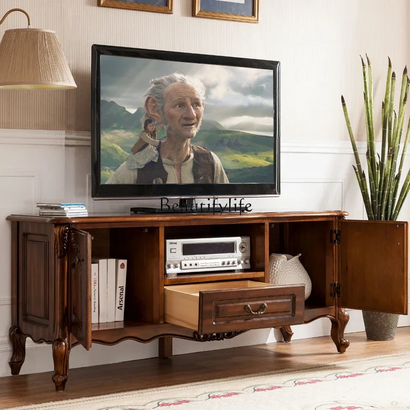 

yj19 American Style TV Cabinet Solid Wood Bedroom High TV Cabinet Living Room Full Solid Wood Floor Cabinet