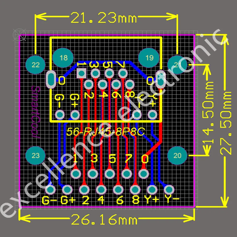 RJ45 Network Port Adapter Test Board Horizontal 8p Crystal Head Female Socket Circuit Board with Light