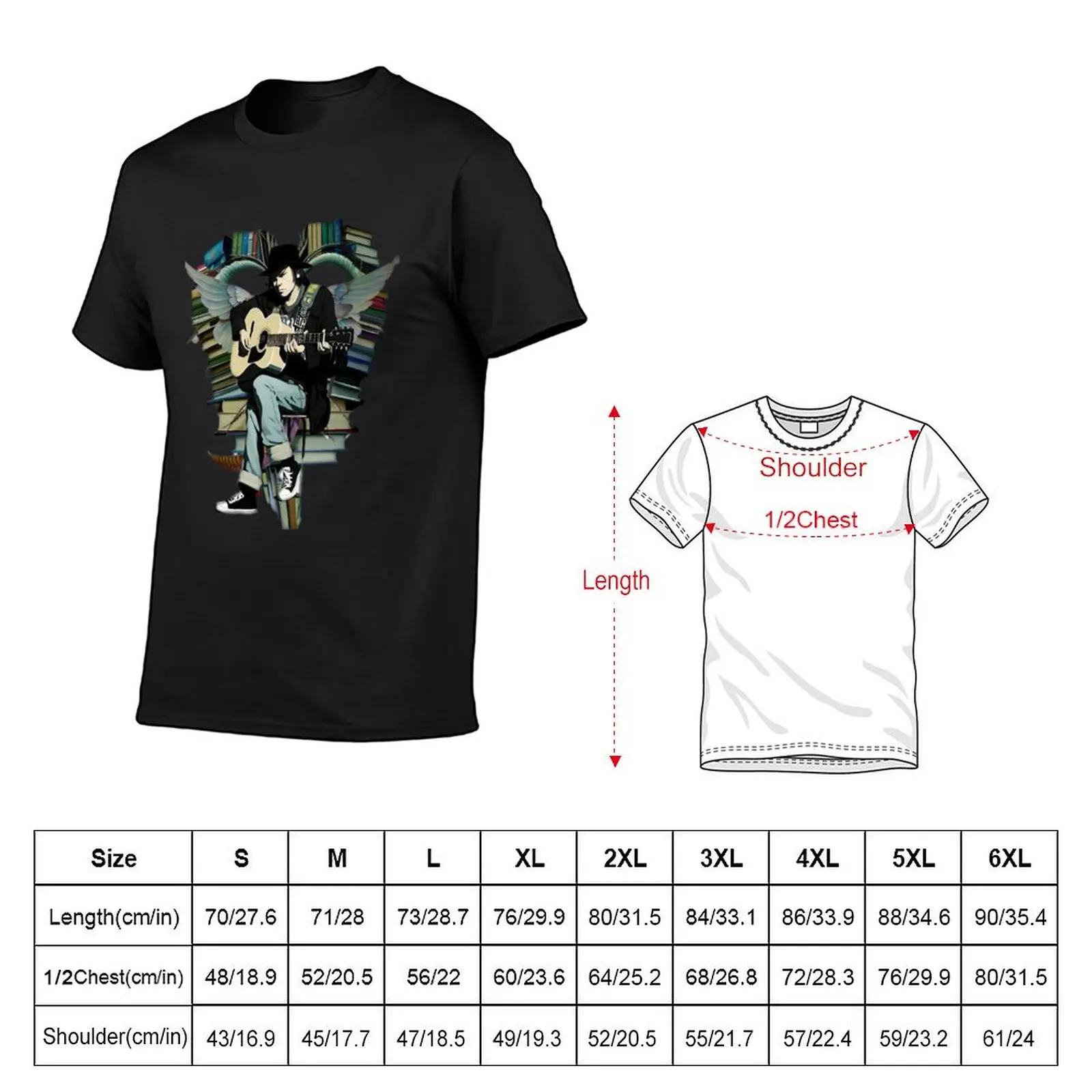 Neil Young with books and wings Sticker T-Shirt street wear quick-drying anime figures custom shirt mens t shirts pack
