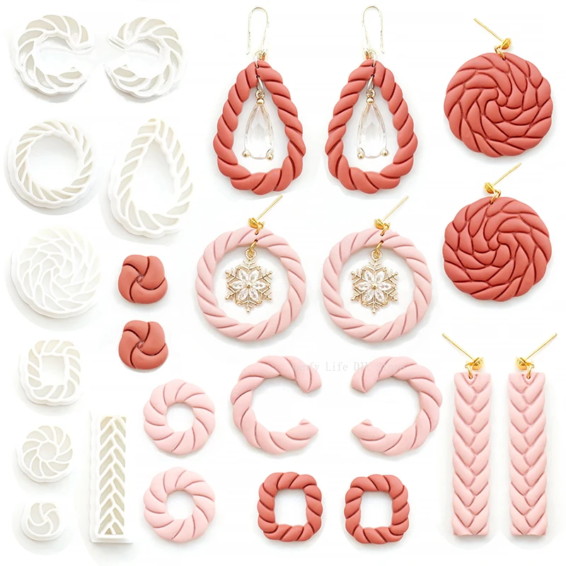 Pusty pierścień Polymer Clay Cutter Twist Texture Polymer Clay Earring Mold DIY Holiday Party Earring Pendant Shape Pottery Tools
